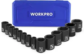 W074561 WORKPRO Drive Shallow Impact Socket Set Steel
