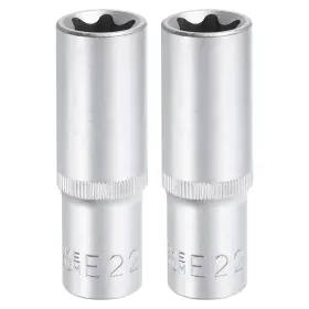 Zaplyte 672668592427 2pcs E-torx Socket 1/2 Inch Drive E22 External Torx Deep Cr-v Star