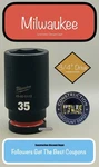 Milwaukee 49-66-6410 35mm Shockwave Impact Duty 3/4 In. Drive Deep 35 Mm. Fixed Price $25.64.