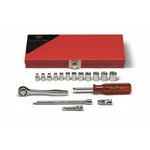 Wright 221 1/4" Drive 17 Piece Standard Metric Socket Set 6-pt W/ Metal Toolbox. Fixed Price $212.15.