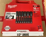 Milwaukee 49-66-7014 Shockwave 1/2 Long Impact Socket Set (14pc). Fixed Price $123.25.