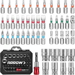 Arrow 48pc 1/4" Screwdriver Bit Socket Set 6 13mm Sockets S2 Drill Bits W/holder. Fixed Price $22.99.