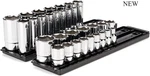 Tekton 1/2 Inch Drive 6-point Socket Set With Rails And Trays, 32-piece. Fixed Price $144.00.