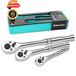 Duratech 3-piece Drive Ratchet, 1/4", 3/8", 1/2" Combo Kit (eva Tray), Silver. Fixed Price $60.99.