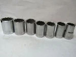 Set Of 7 Allen Tool Usa 9/16" To 15/16" Sockets 1/2" Drive, 12 Point B037. Fixed Price $15.49.