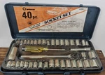Vtg Wilmar Metric & Sae 40pc Socket Set Extensions Driver Metal Case Taiwan. Fixed Price $49.99.