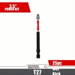 Milwaukee 48-32-4597 T27 Torx Shockwave 3-1/2 In. Power Bit 25pc Bulk Pack. Fixed Price $24.99.