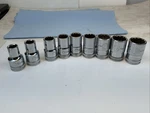 Gearwrench 9pc 1/2 Drive Metric 12pt Sockets, Sizes 10-11, 13-19mm - Brown. Fixed Price $20.00.
