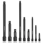 Workpro 9 Pcs Impact Driver Extension Bar Set, 1/4", 3/8" And Pcs, Black. Fixed Price $26.15.
