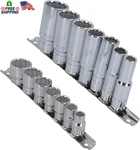 Whitworth Bsf Bsw 3/8" Drive Shallow And Deep Sockets 14pc 12 Sided Bi-hex. Fixed Price $97.30.