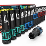 Kirxst 14-piece 1/2" Drive Impact Socket Set, 10-24mm Metrie L, Black. Fixed Price $37.07.