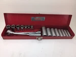 Vintage Made In Usa Husky 17pc 3/8"dr Complete Socket Set Original Metal Box. Fixed Price $49.95.