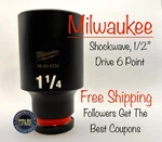 Milwaukee Tool 49-66-6234 1-1/4" Socket Shockwave Impact Duty 1/2" Drive Deep. Fixed Price $21.49.