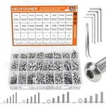 810 Pieces M3 M5 M6 304 Stainless Steel Button Head Socket Cap Metric Screws .... Fixed Price $35.11.