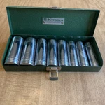 Vtg S-k Tools 1/2" Drive 6 Pt Sae Deep Well Socket Set 8 Pc Usa 1/2"-15/16" +box. Fixed Price $72.00.