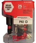 Milwaukee Shockwave Driver & Bit Phillips #2 1" 25 Pcs. 48-32-5009 New. Fixed Price $14.99.