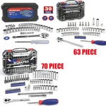 Workpro Drive Socket Set W/quick-release Ratchet Metric&sae 39pcs/63pcs/70pcs. Fixed Price $42.99.