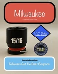 Milwaukee 49-66-6209 Shallow Socket 15/16 In. Shockwave Impact 1/2 Drive. Fixed Price $14.99.