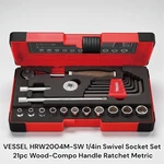 Vessel Hrw2004m-sw 1/4in Swivel Socket Set 21pc Wood-compo Handle Ratchet Metric. Fixed Price $146.00.