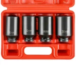 Nyxova 1/2" Drive Deep Spindle Axle Nut Impact Socket Set, 12 One Size, Black. Fixed Price $30.39.