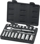 Gearwrench 21 Pc. 3/8" Drive 6 & 12 Pt. Standard Deep Large, Black. Fixed Price $106.99.
