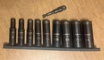 Husky 3/8" Drive Thin Wall Metric Deep 6-point Impact Socket Set 10-piece. Fixed Price $9.95.