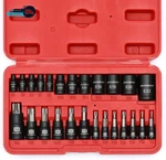 25 Piece Torx Bit And Socket Set 13 Star Bits (t8- T60) & 12 E-torx Sockets. Fixed Price $28.41.