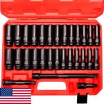 29-pc 1/2" Dr Impact Socket Set, 6pt Deep, Sae/metric, Cr-v Steel + Extensions. Fixed Price $68.84.