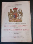 Approved Souvenir Programme Wedding Princess Margaret Armstrong-jones England. Fixed Price $37.00.