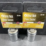 2 Great Neck Sockets, 17mm & 19mm, Shallow 6 Point, 3/8 Drive, Unused. Fixed Price $12.29.