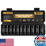 Boen 1/2" Drive Deep Impact Socket Set, 11pc Metric 10-24mm, 6-point Cr-v. Fixed Price $52.40.