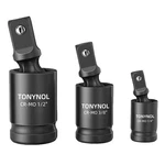 Tonynol 3 Pcs Universal Joint 1/2", 3/8", 1/4"inch Drive Swivel Socket Set. Fixed Price $23.24.