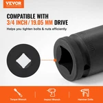 Vevor Axle Nut Impact Socket Set 3/4" Drive 6-point 8pcs Metric Spindle. Fixed Price $47.15.