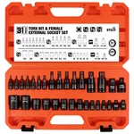 Horusdy 31pc Torx Bit Socket& Female External Socket Set & Impact Adapter. Fixed Price $29.99.