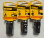 Dewalt 13,14,16 Mm 12pt. 1/2 Drive Standard Sockets Chrome Finish. Fixed Price $5.99.