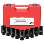 Anbull 1/2" 9 Pcs Deep Axle Nut Impact Socket Set, Cr-mo Steel, 12-point Desi.... Fixed Price $83.78.