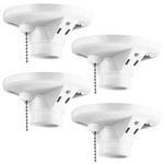 4 Pack Porcelain Light Socket With Outlet And Pull Chain Fixture, Bulb .... Fixed Price $46.79.