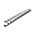 Tekton Shd91109 3/8" Drive 6-point Socket Set With Rail, 15-piece. Fixed Price $49.99.
