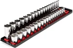 3/8 Inch Drive 6-point Socket Set With Rails And Tray, 38-piece (6-24 Mm). Fixed Price $115.99.