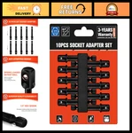 10-piece Impact Socket Adapter Set, 1/4" Hex To 3/8" Square Drive, Cr-v Steel, H. Fixed Price $34.19.