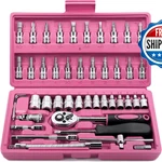 Egofine 46 Pieces 1/4 Inch Drive Socket Ratchet Wrench Set Bit. Fixed Price $29.62.