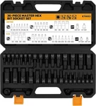 Hex Bit Impact Socket Set: 36-piece With 4 Adapters, 1/4", 3/8", One Size. Fixed Price $56.99.