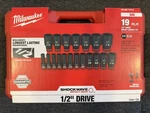 Milwaukee 49-66-7012 19pc Shockwave Impact Duty 1/2" Drive Sae 6 Pt Socket Set. Fixed Price $95.00.