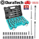 Duratech 33pcs 1/2'' Socket Set Sae Metric Ratchet Extension Bar 6pt Sockets New. Fixed Price $64.99.