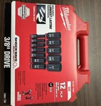 Milwaukee Shockwave 3/8 Drive Sae 6-point Deep Impact Socket Set 12-piece. Fixed Price $60.00.