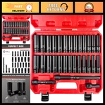 Eaceliy 29-piece 1/2in Deep Impact Socket Set Sae Metric W/ Extension Bars. Fixed Price $85.99.