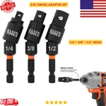 3pc Impact Swivel Socket Adapter Set 1/4 3/8 1/2 Drive 20 Flex Extension. Fixed Price $35.99.