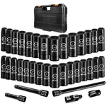 Boen 35pcs 1/2 Drive Impact Socket Set, Deep Sae(3/8"-1-1/4") & Metric(8-. Fixed Price $163.78.