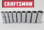 Craftsman 3/8" Drive 12 Point Deep Socket Standard Sae Inch Polished Pick Size. Fixed Price $6.26.