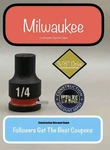 Milwaukee 49-66-6100 1/4 In. Shockwave Impact Duty 3/8 Drive Standard Socket. Fixed Price $9.49.